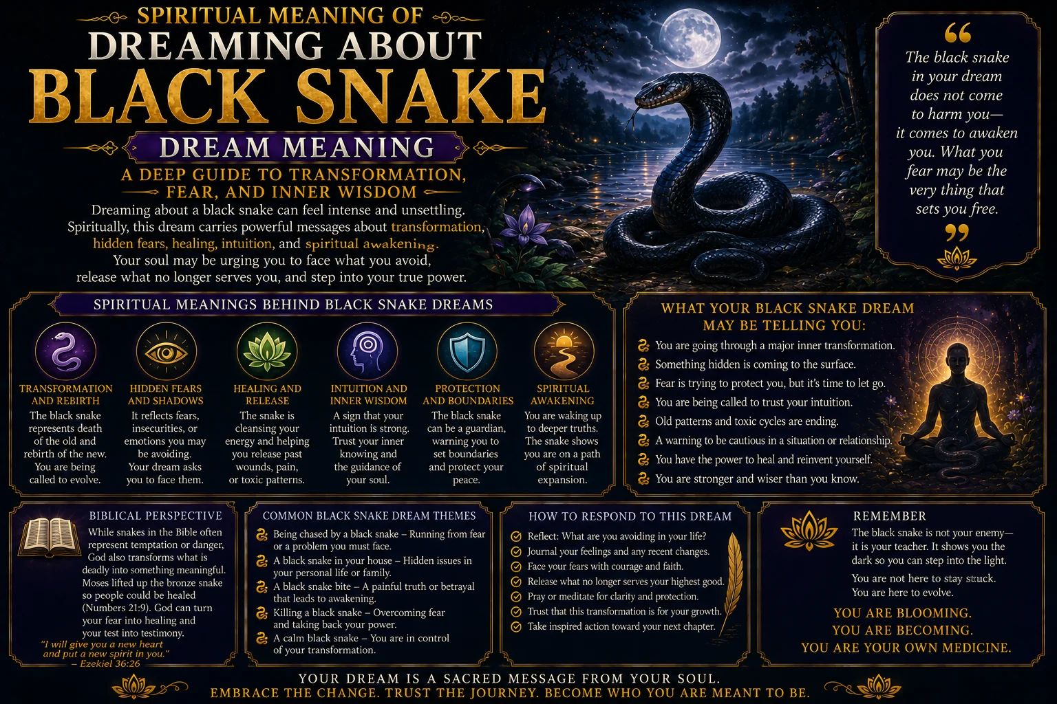 Spiritual Meaning of Dreaming About Black Snake Dream Meaning: A Deep Guide to Transformation, Fear, and Inner Wisdom